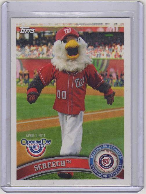 2011 Topps Opening Day Mascots Screech Card #M25 MINT - Washington Nationals